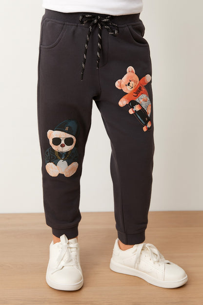 Boys Cartoon Print Elastic Cotton Casual Joggers