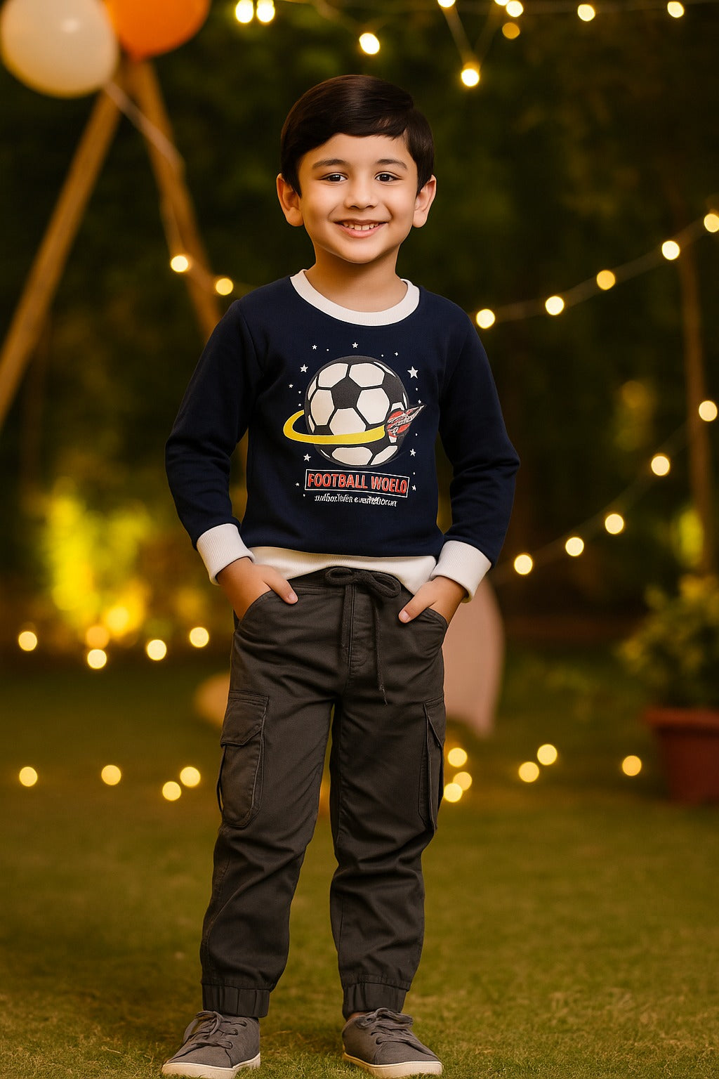 Boys Hosiery T-Shirt & Denim Cargo Jeans Set – Football World Print