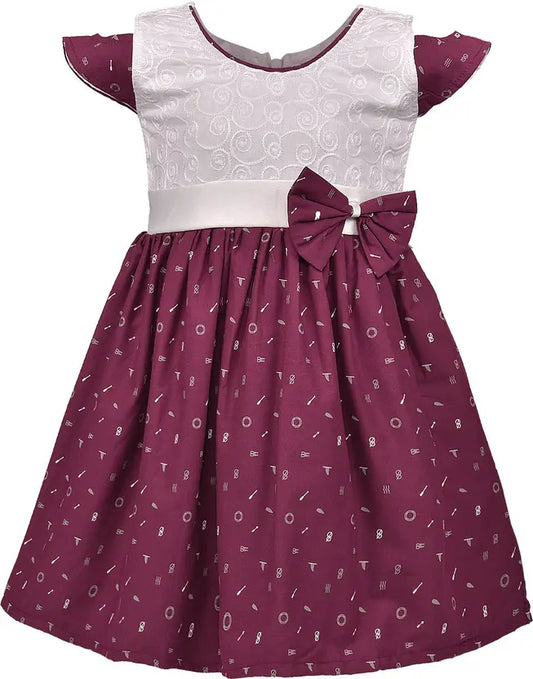 Girls Embroidered Bow Cotton Summer Dress
