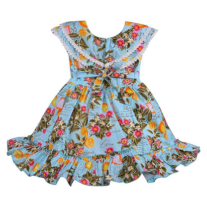Girls Floral Printed A-line dress with Cap sleeve