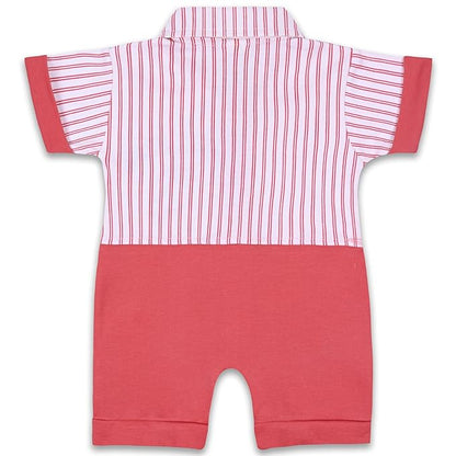 Boys Strips and Patch Work Cotton Rompers with Bow Tie