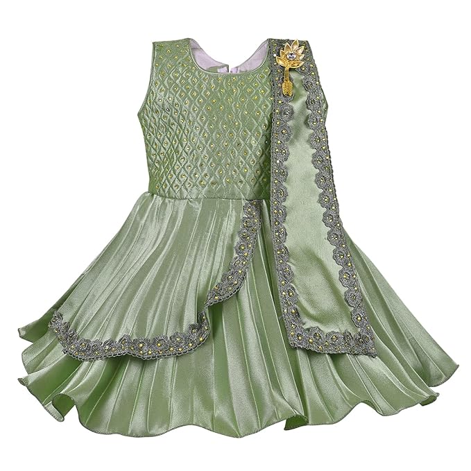 Girls Embellished A-line Satin dress