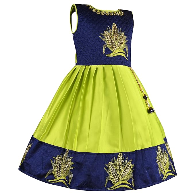Girls Embroidered Ethnic Flared Dress