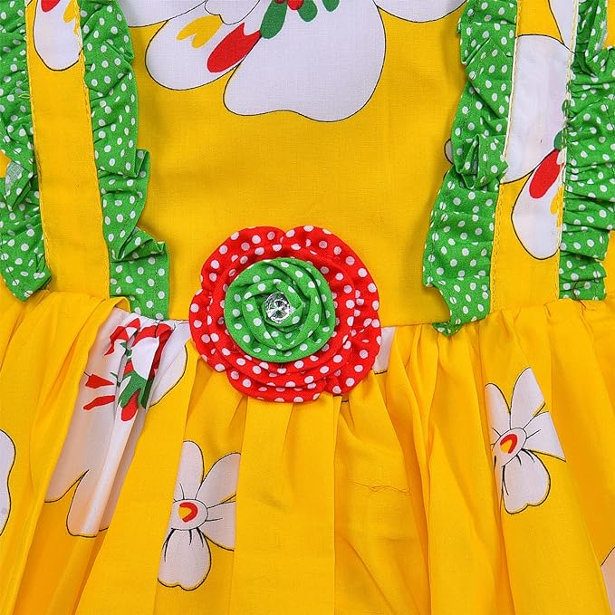 Girls Floral Printed dress with Ruffled sleeve summer frock