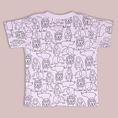 Boys Conversational Printed Cotton Dungaree Set
