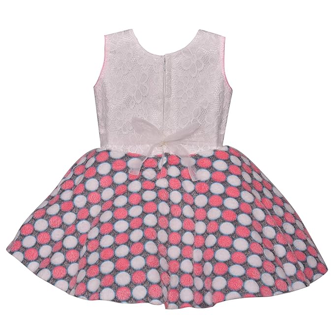 Girls Polka Dots Printed Fit and Flare Dress