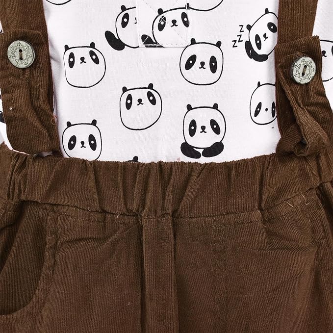 Baby Boys Panda Printed Dungaree Set