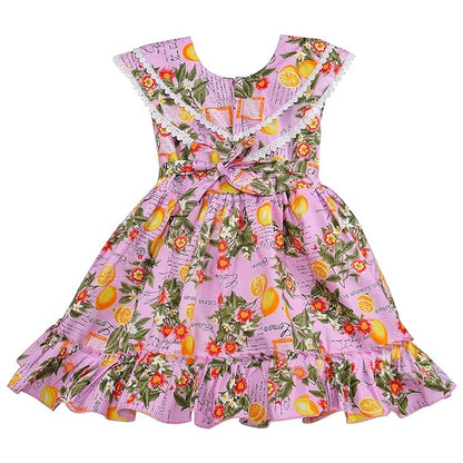 Girls Floral Printed A-line dress with Cap sleeve