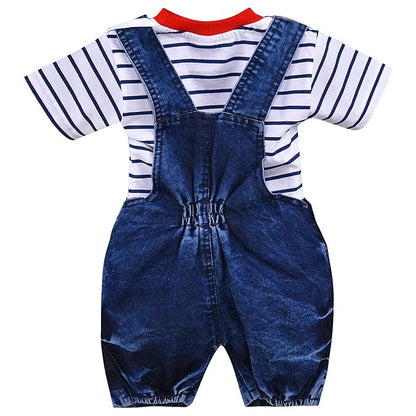 Striped Denim Boys Dungaree Set Online