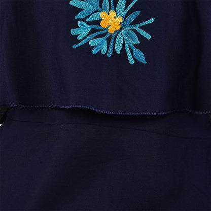 Girls Embroidered A-line Strap Neck dress