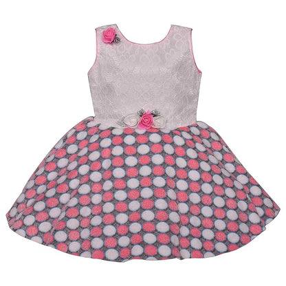 Girls Polka Dots Printed Fit and Flare Dress