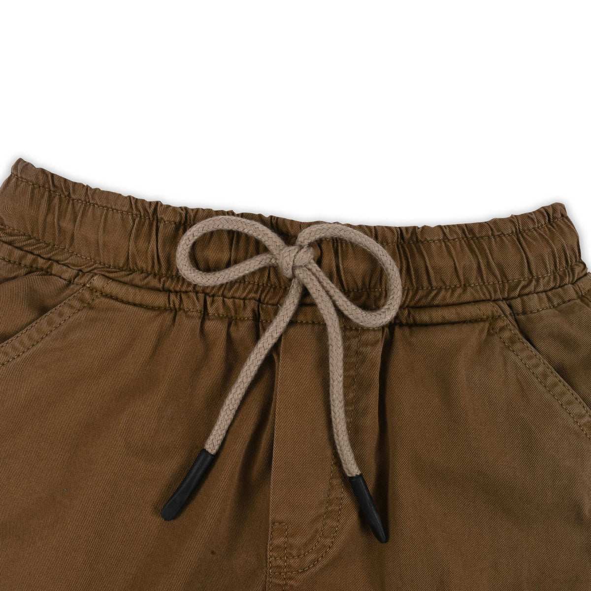 Boys Cotton Denim Cargo Shorts with Drawstring Waist