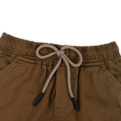 Boys Cotton Denim Cargo Shorts with Drawstring Waist