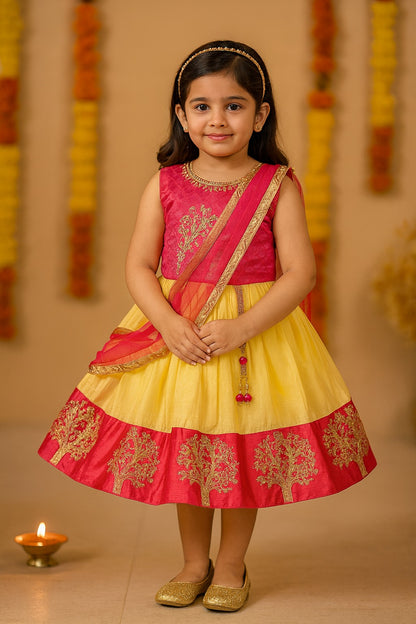Girls Embroidered Ethnic Half saree dress