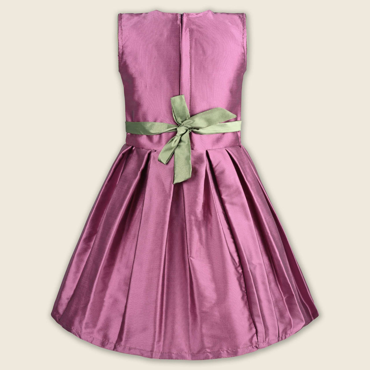 Girls Pleated Bow Pearl Embellished Party Dress