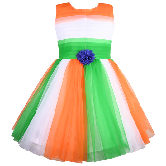 Baby Girls Indian Flag Dress Online | Tiranga Dress for Girl | Girls Tri Color Dress