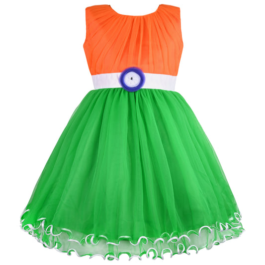 Baby Girls Indian Flag Dress Online| Girls Tri Color Dress| Tiranga Dress for Girl