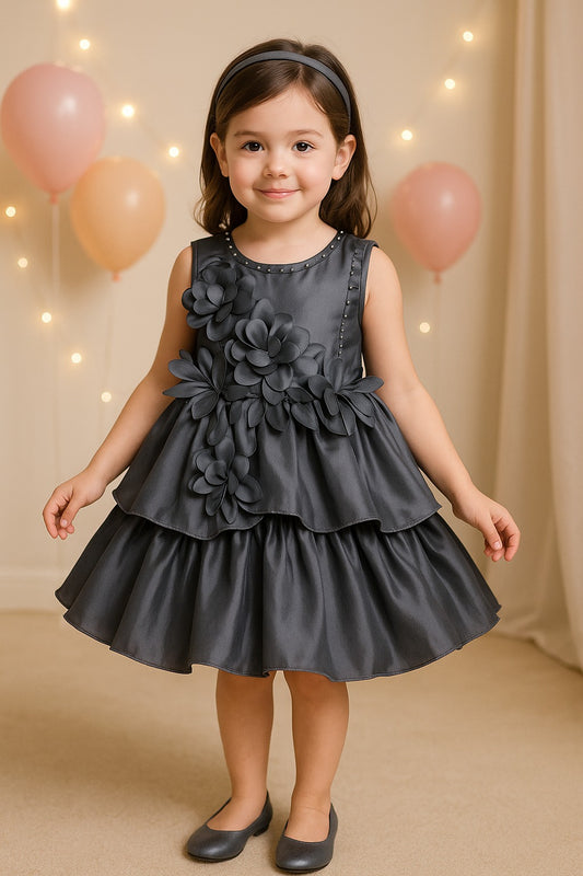 Wish Karo Baby Girls Frock Dress-(fe2786gry_Grey)
