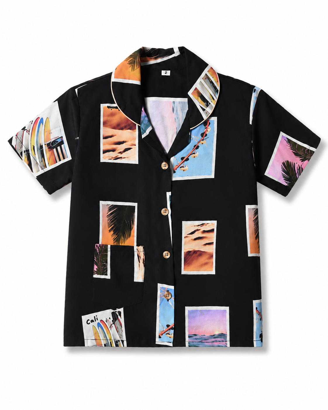Boys Cotton Printed Night Suit Set – Black Tropical Print