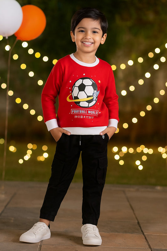 Boys Hosiery T-Shirt & Denim Cargo Jeans Set – Football World Print