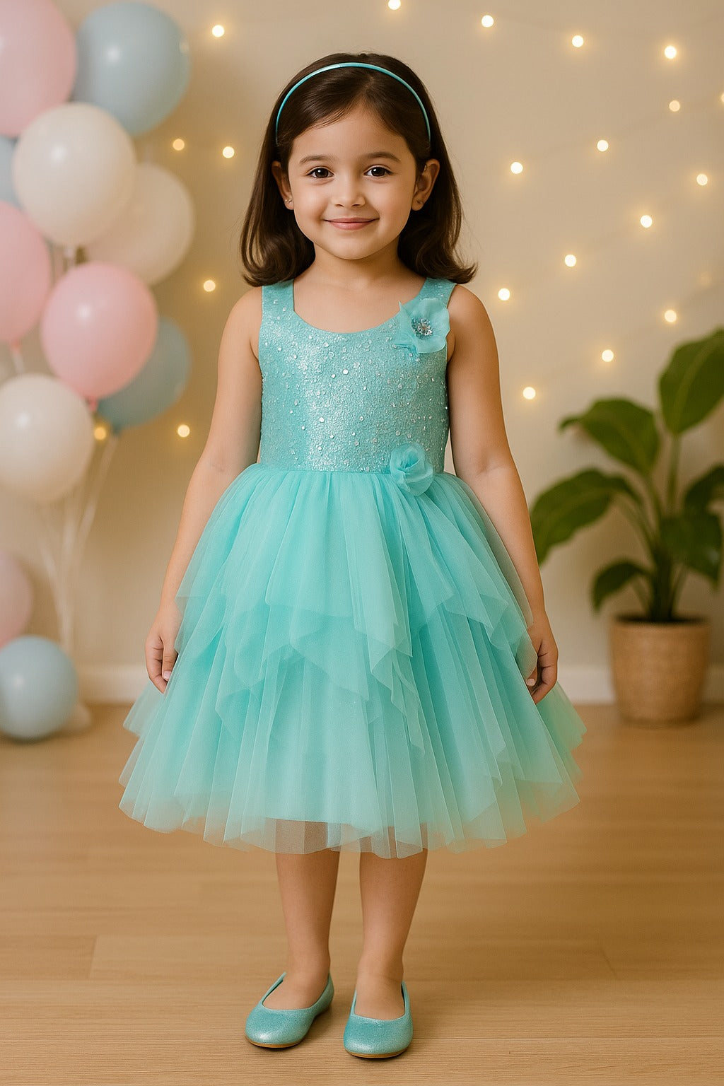 Girls Flower Designed Frock Dress