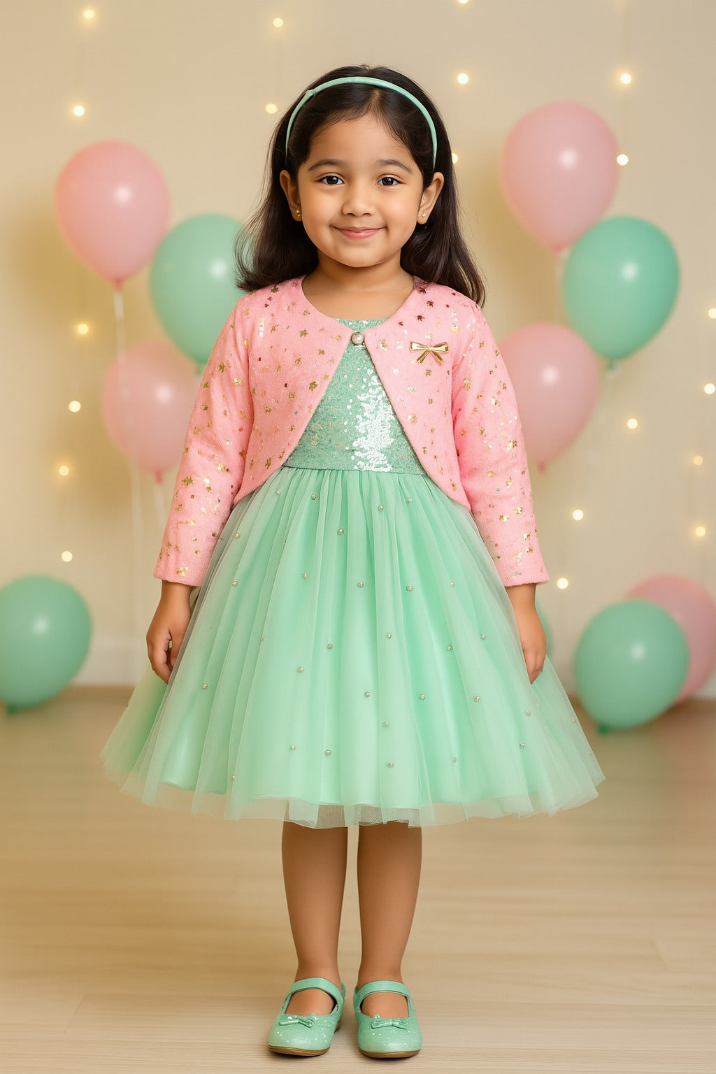 Girls Embellished Fit and Flare Frock Dress