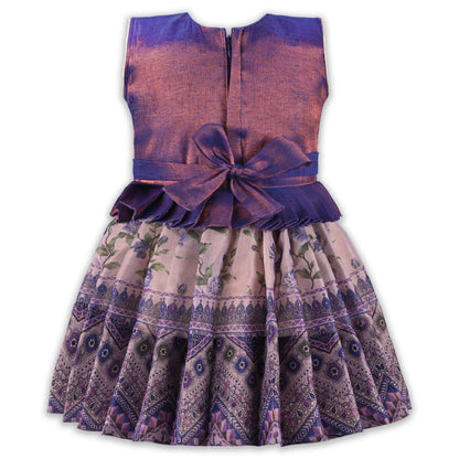 Girls Art Silk Embroidered Party Dress with Tassel Detail | Elegant Kids Festive & Occasion Wear