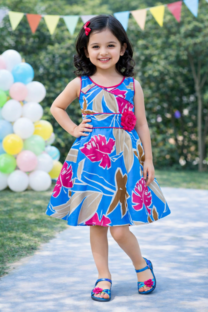 Girls Pure Cotton Printed Summer Casual Dress
