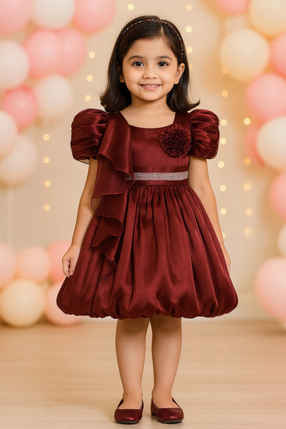 Rhinestone Floral Embellished Balloon Party Dress