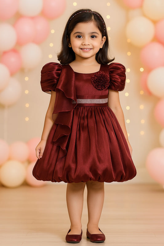 Rhinestone Floral Embellished Balloon Party Dress