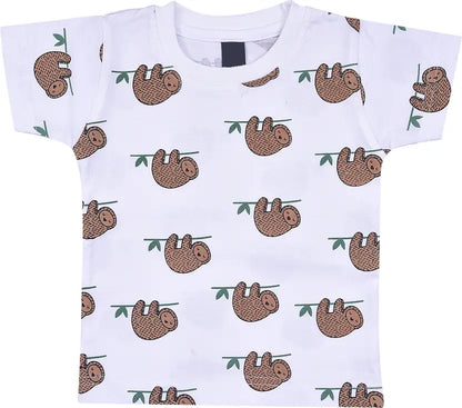 Boys Cotton Cartoon Tshirt and Dungaree Set