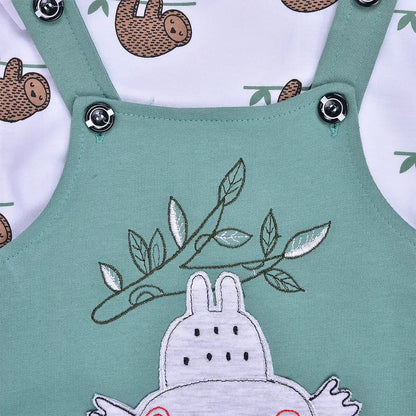 Boys Cotton Cartoon Tshirt and Dungaree Set