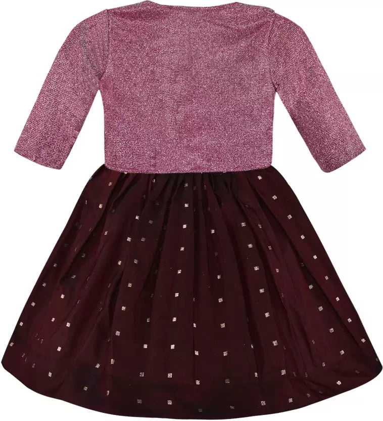 Baby Girls Silk Embroidered Ethnic Frock Dress With Jacket