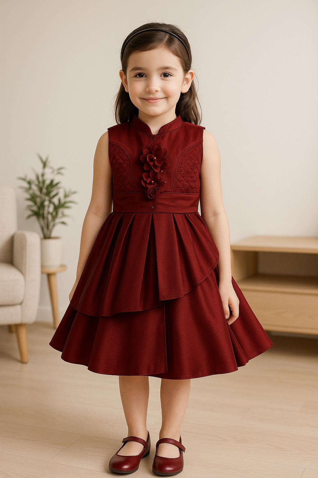 Girls High Neck Sleeveless Satin dress
