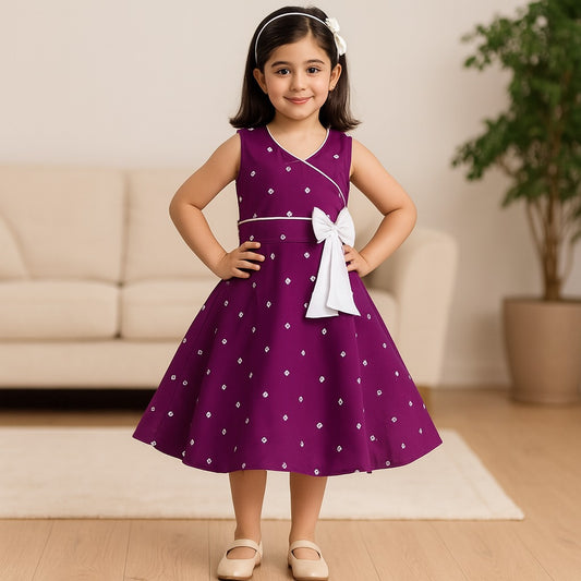 Girls Cotton Polka Printed Summer Dress