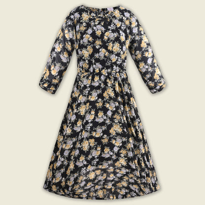 Girls Floral Print Casual Dress