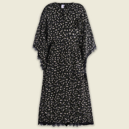 Girls Floral Print Kaftan Style Casual Dress with Lace Detailing