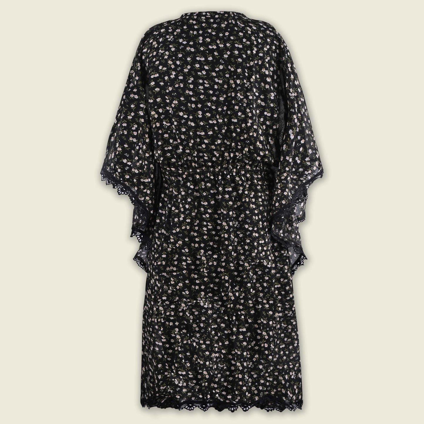 Girls Floral Print Kaftan Style Casual Dress with Lace Detailing