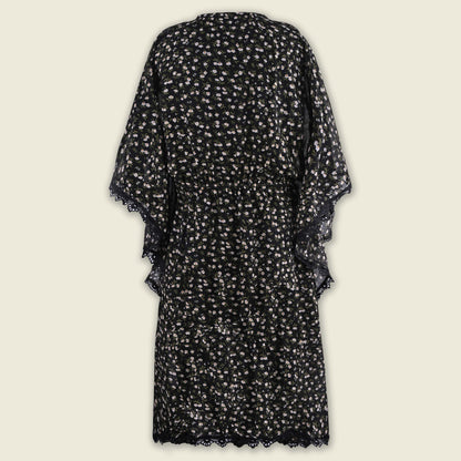 Girls Floral Print Kaftan Style Casual Dress with Lace Detailing