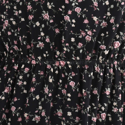 Girls Floral Print Kaftan Style Casual Dress with Lace Detailing