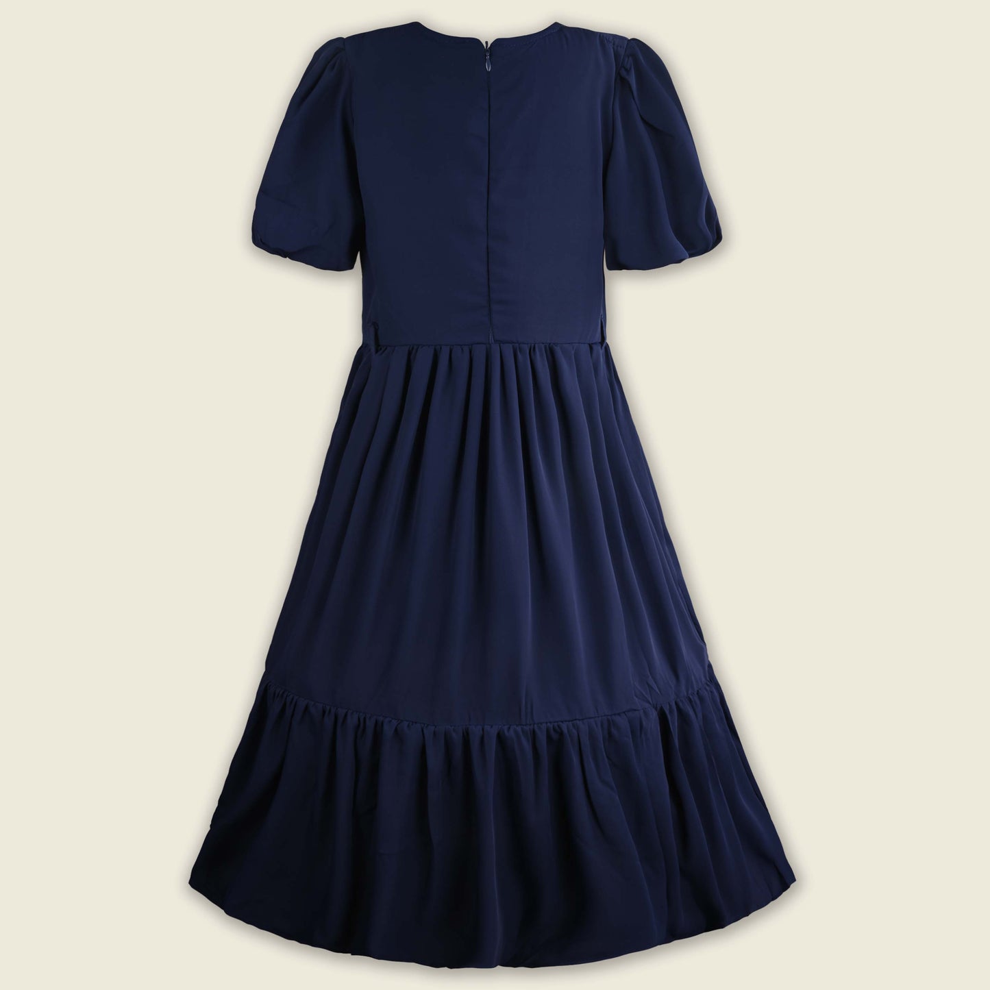 Girls Floral Applique Solid Tiered Casual Dress