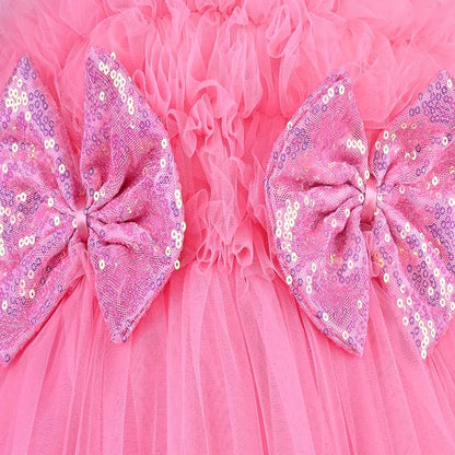 Girls Embellished Bow Detail Party Wear Dress