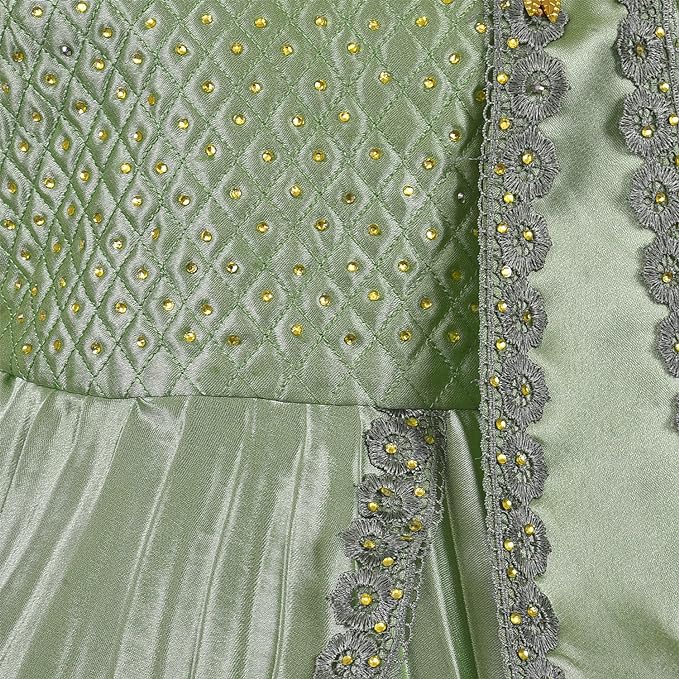Girls Embellished A-line Satin dress