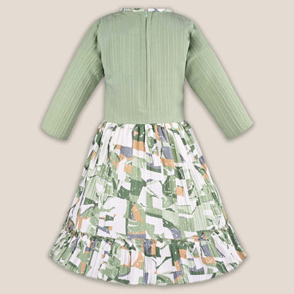 Girls Abstract Print T-shirt and Pinafore Dungaree Dress Set