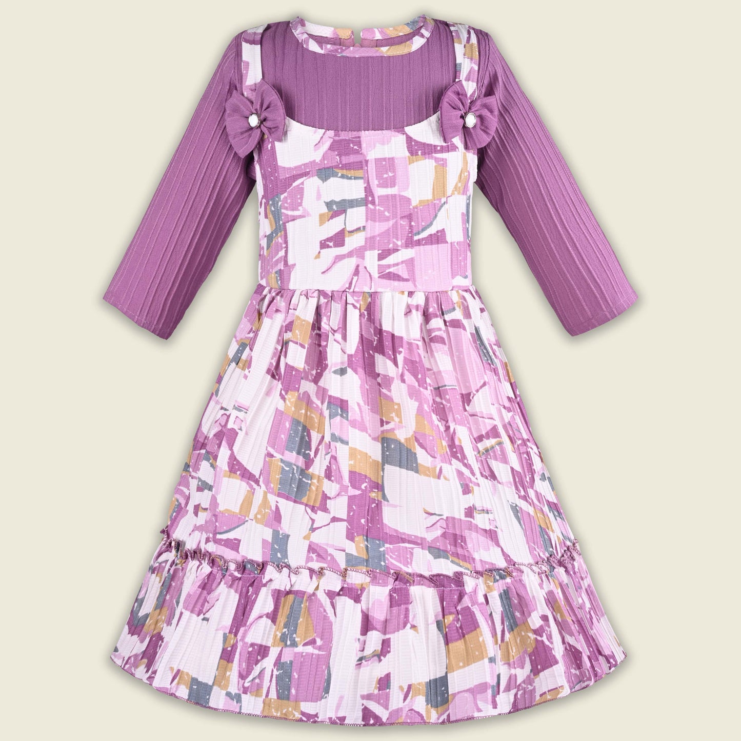 Girls Abstract Print T-shirt and Pinafore Dungaree Dress Set