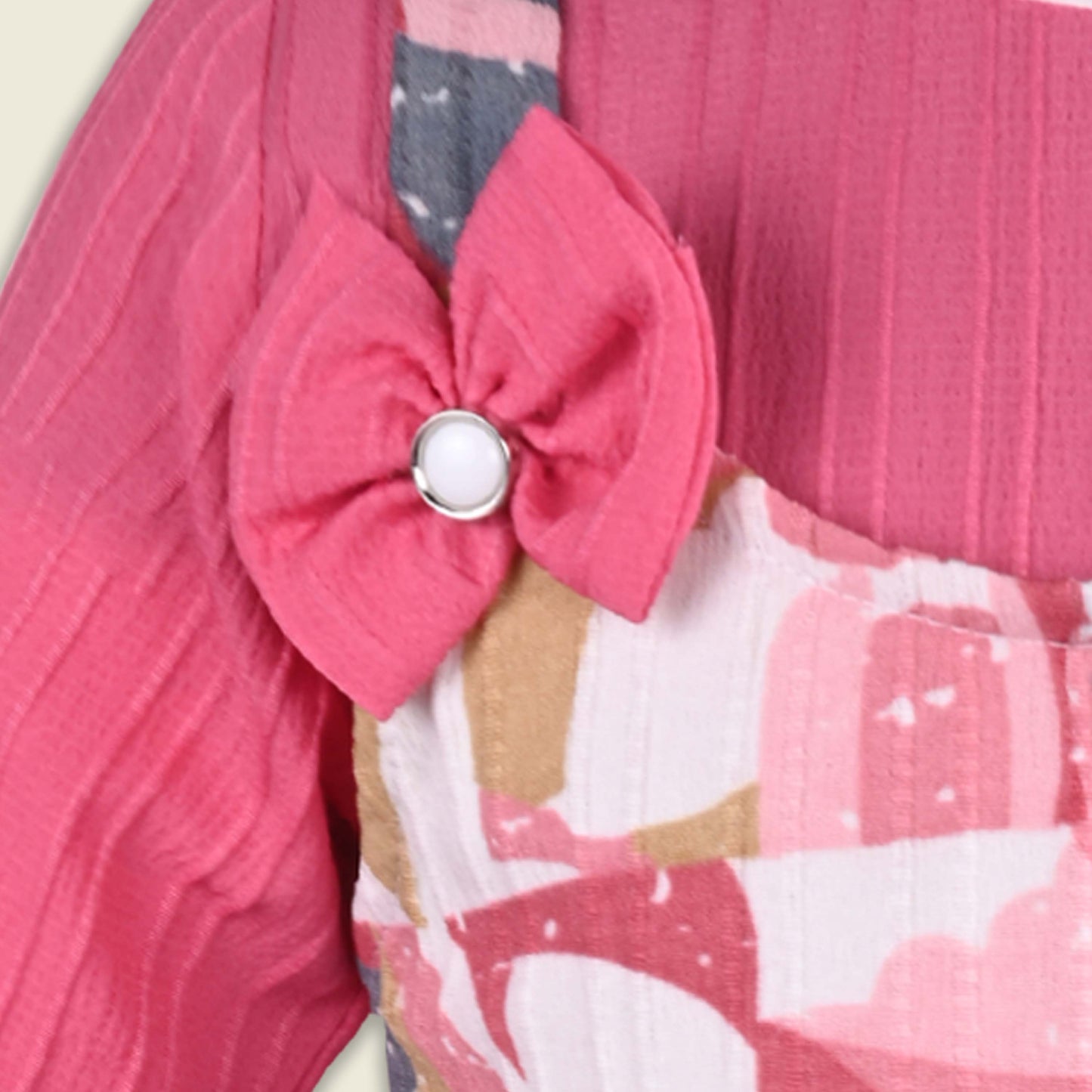 Girls Abstract Print T-shirt and Pinafore Dungaree Dress Set