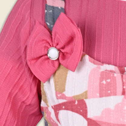 Girls Abstract Print T-shirt and Pinafore Dungaree Dress Set