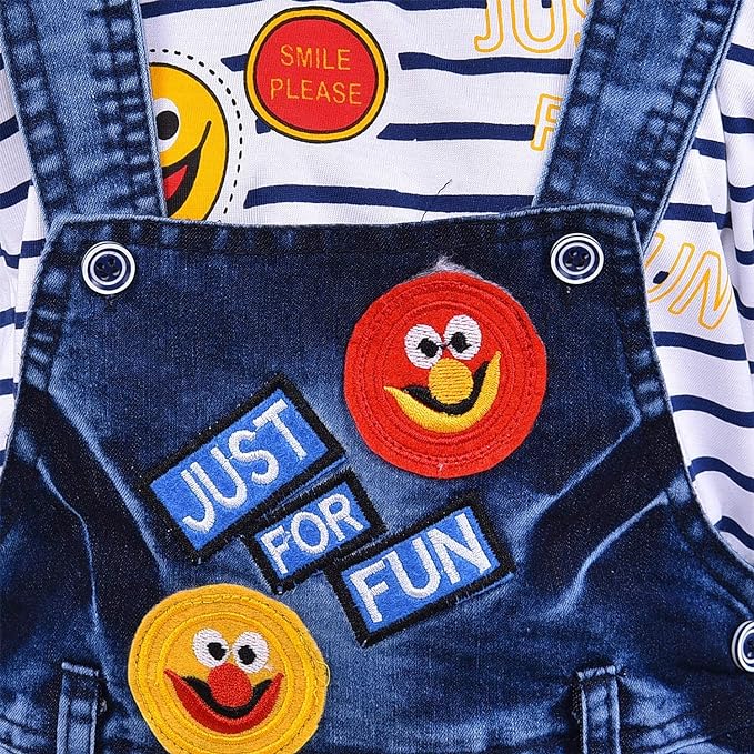 Striped Denim Boys Dungaree Set Online