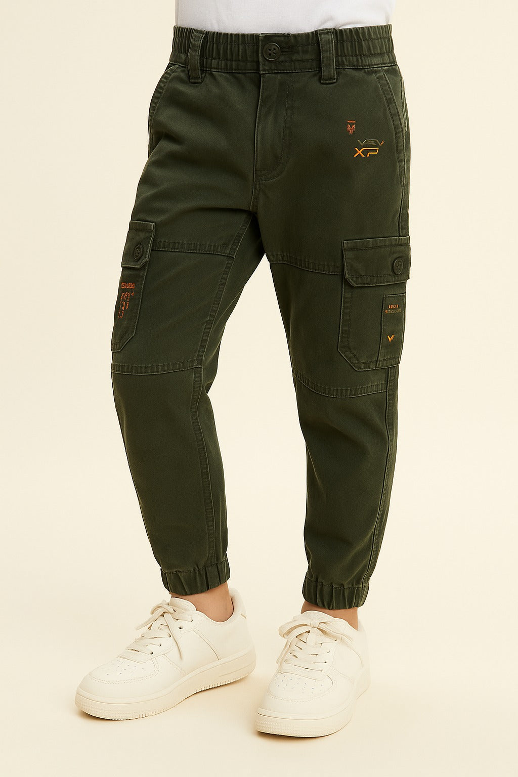 Boys Elastic Waist Cargo Denim Trouser