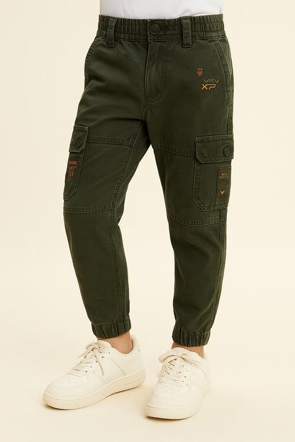 Boys Elastic Waist Cargo Denim Trouser